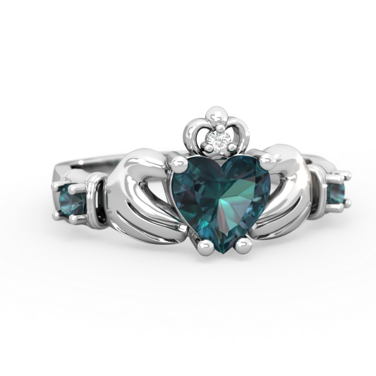 Alexandrite Claddagh Keepsake 14K White Gold ring R5245