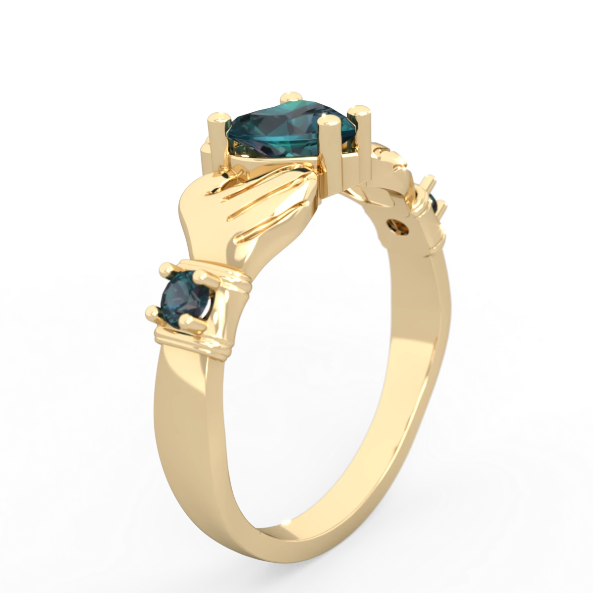 Alexandrite Claddagh Keepsake 14K Yellow Gold ring R5245