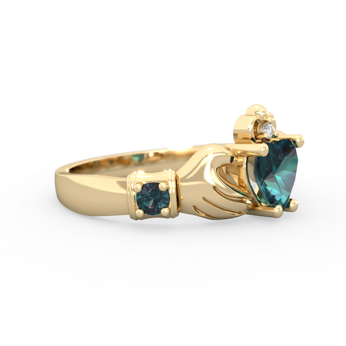 Alexandrite Claddagh Keepsake 14K Yellow Gold ring R5245