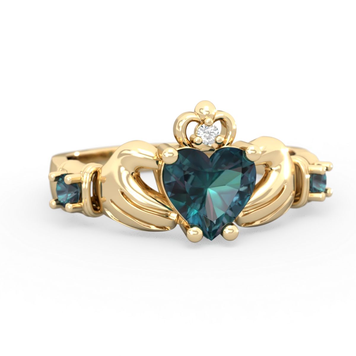Alexandrite Claddagh Keepsake 14K Yellow Gold ring R5245