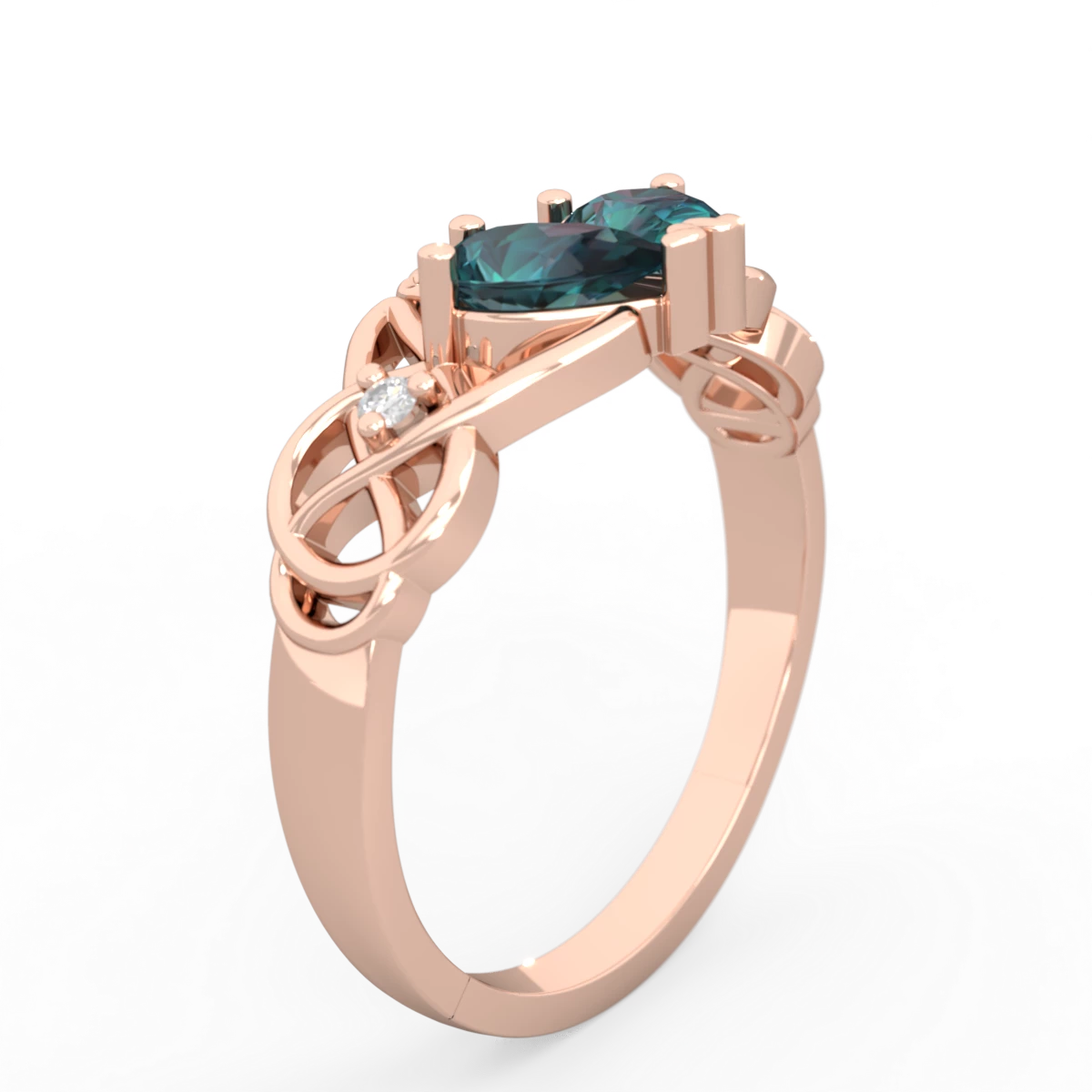 Alexandrite 'One Heart' Celtic Knot Claddagh 14K Rose Gold ring R5322