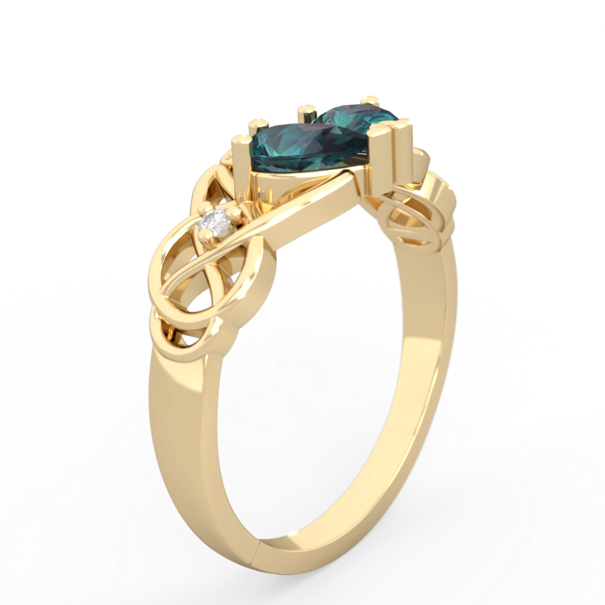 Alexandrite 'One Heart' Celtic Knot Claddagh 14K Yellow Gold ring R5322