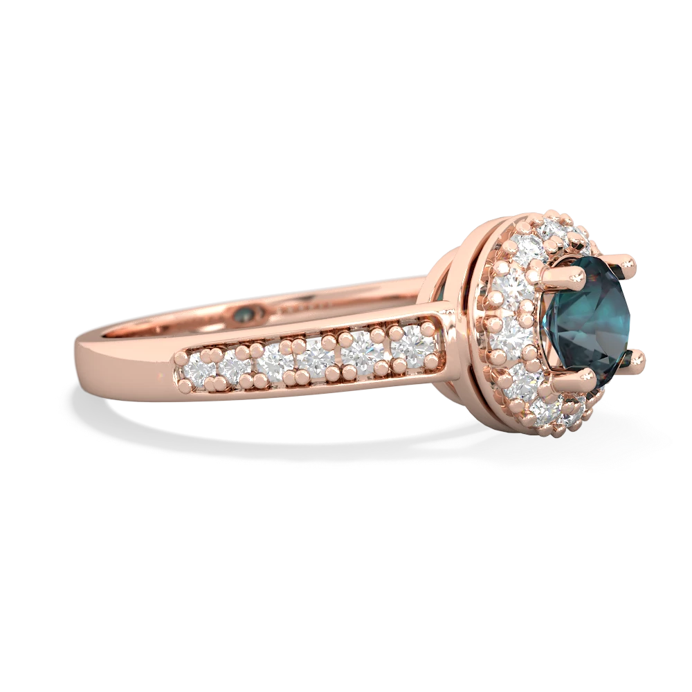 Alexandrite Diamond Halo 14K Rose Gold ring R5370