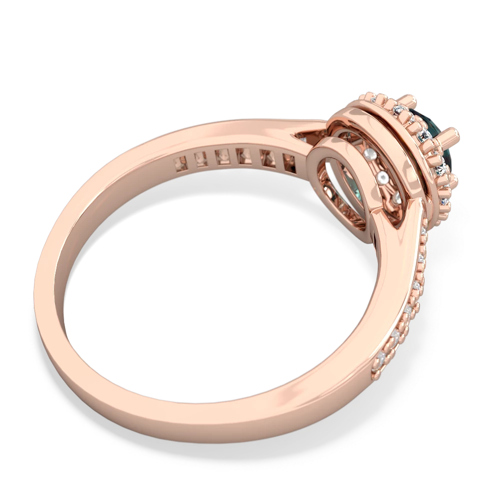 Alexandrite Diamond Halo 14K Rose Gold ring R5370