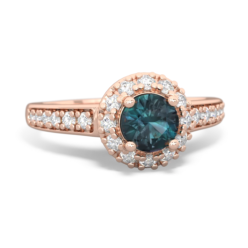 Alexandrite Diamond Halo 14K Rose Gold ring R5370