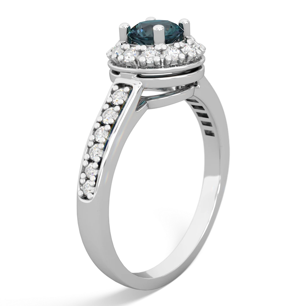 Alexandrite Diamond Halo 14K White Gold ring R5370