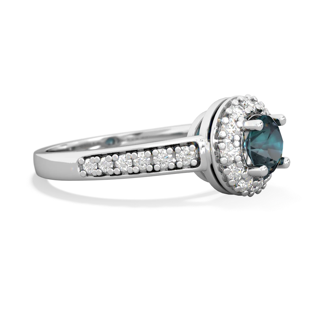 Alexandrite Diamond Halo 14K White Gold ring R5370