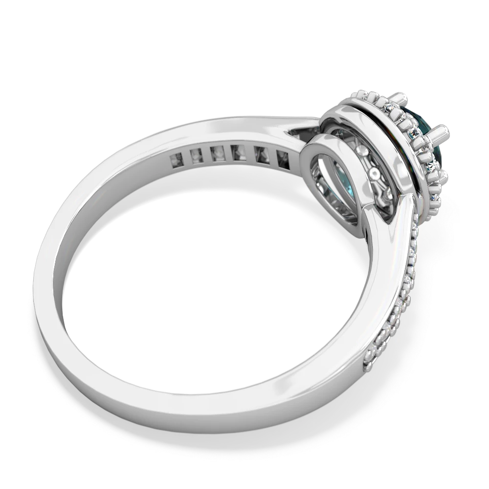 Alexandrite Diamond Halo 14K White Gold ring R5370
