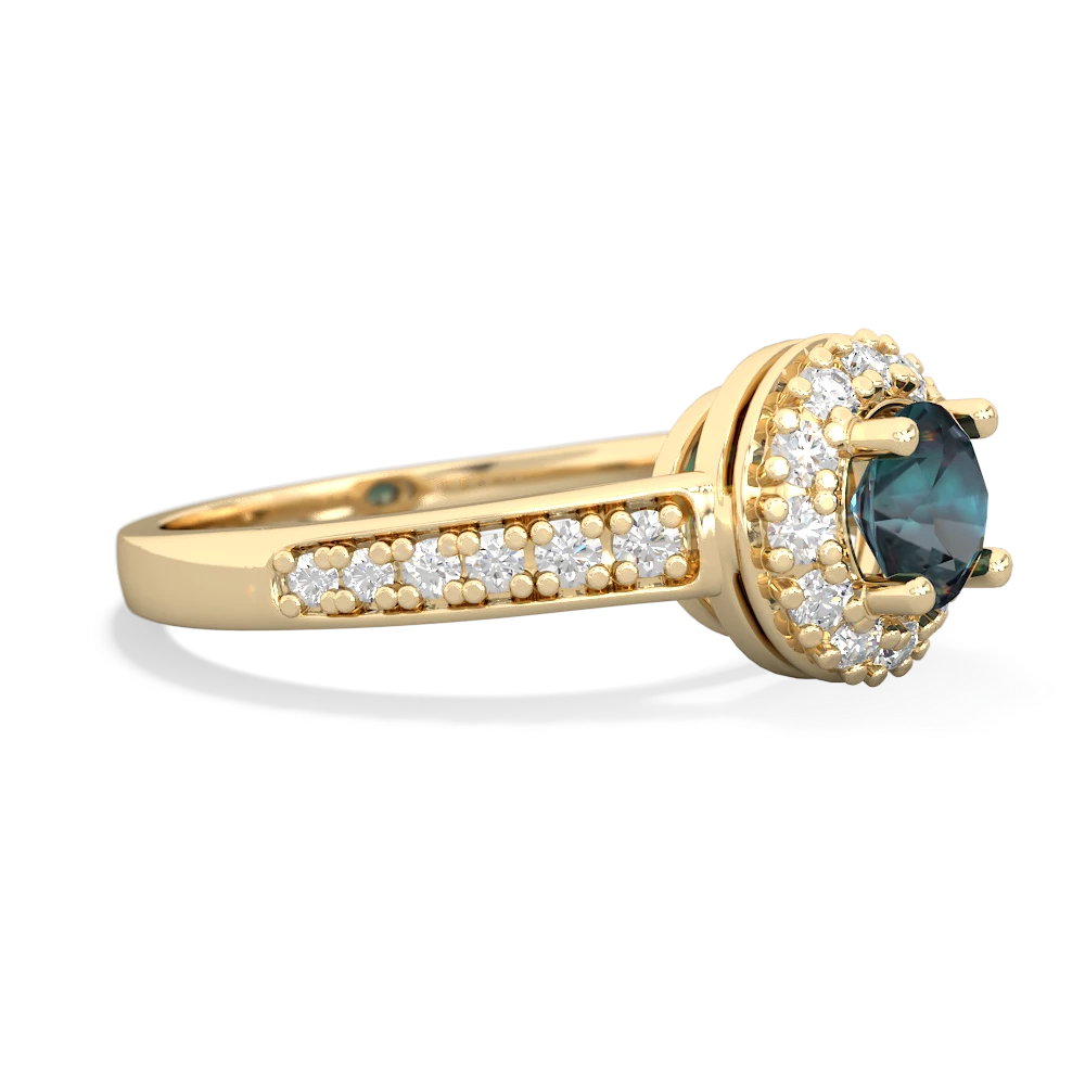 Alexandrite Diamond Halo 14K Yellow Gold ring R5370