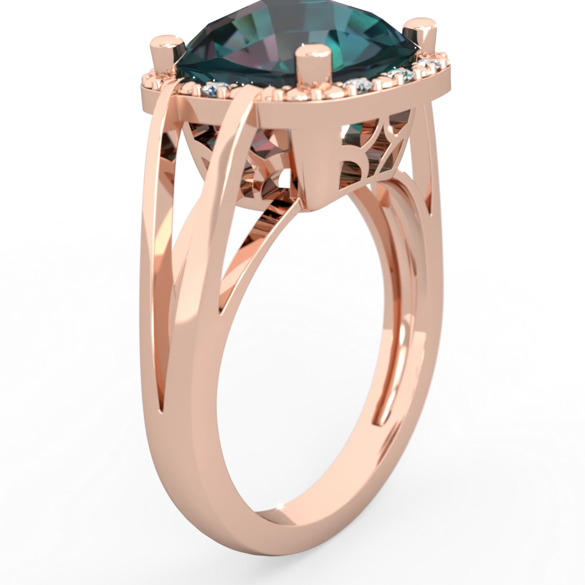 Alexandrite Art Deco Cocktail 14K Rose Gold ring R2498