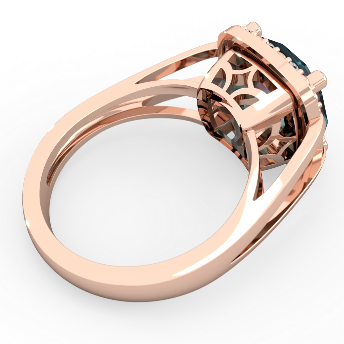 Alexandrite Art Deco Cocktail 14K Rose Gold ring R2498
