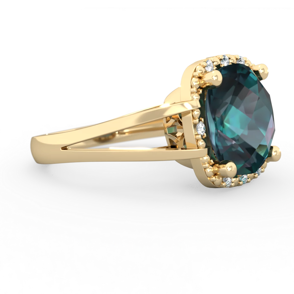 Alexandrite Art Deco Cocktail 14K Yellow Gold ring R2498