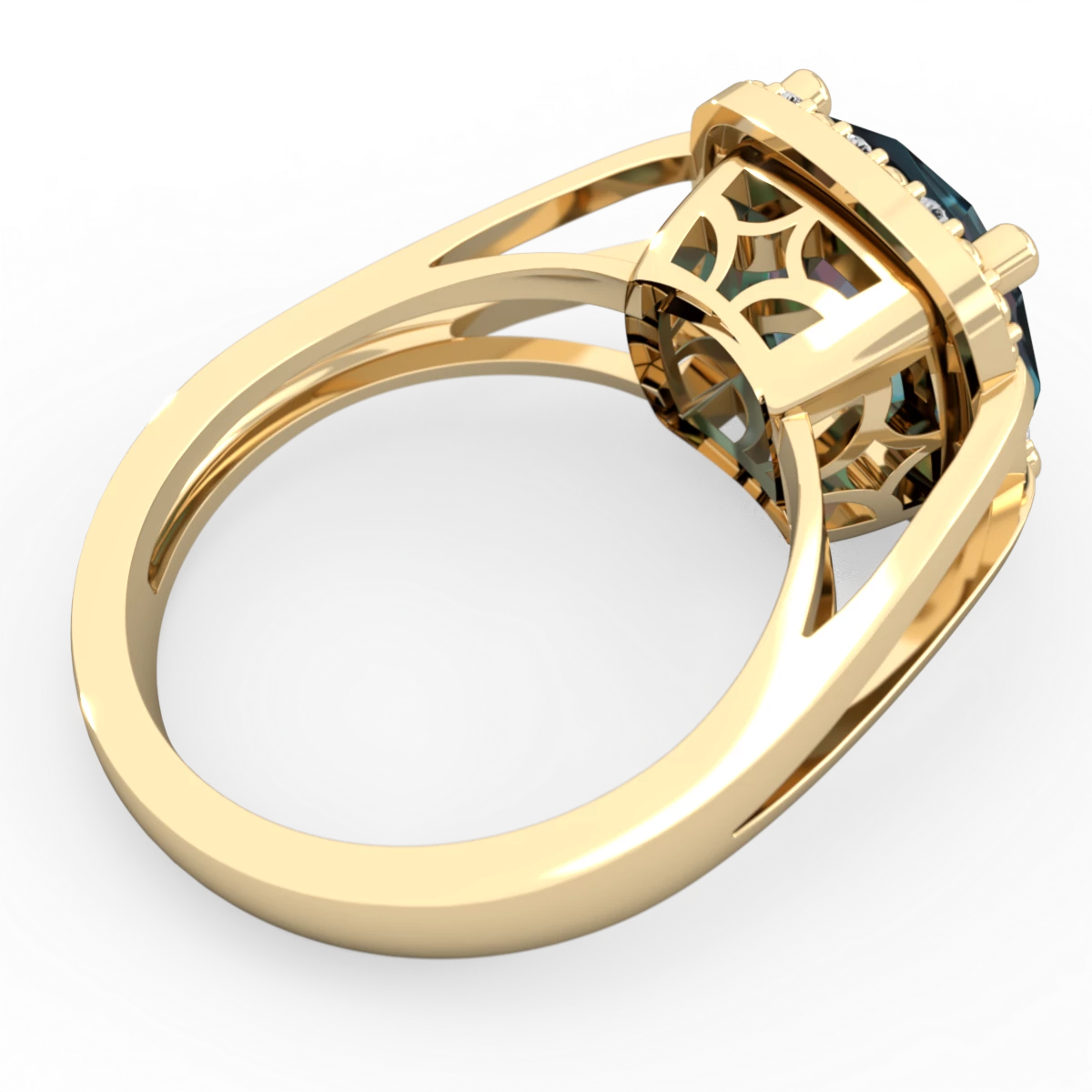 Alexandrite Art Deco Cocktail 14K Yellow Gold ring R2498