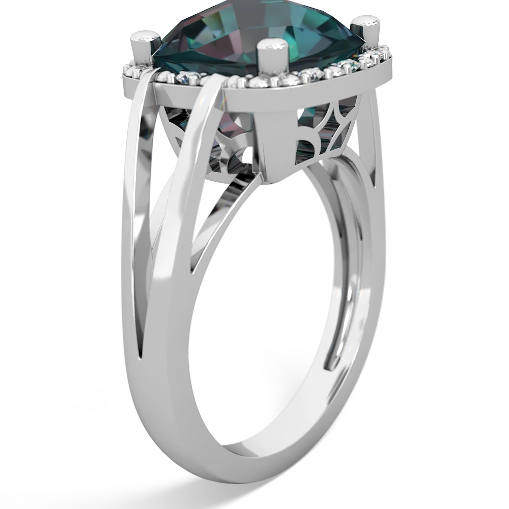 Alexandrite Art Deco Cocktail 14K White Gold ring R2498