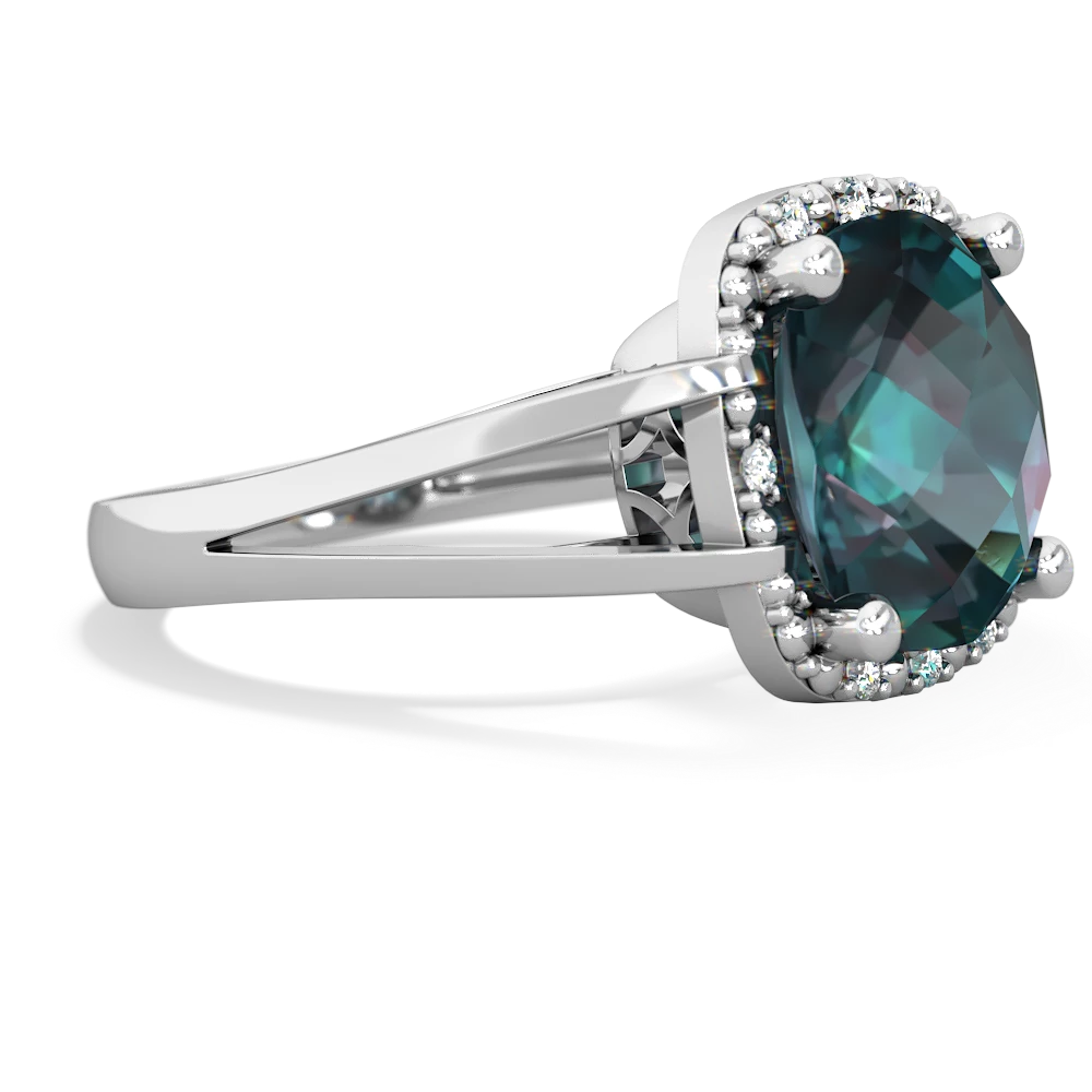 Alexandrite Art Deco Cocktail 14K White Gold ring R2498