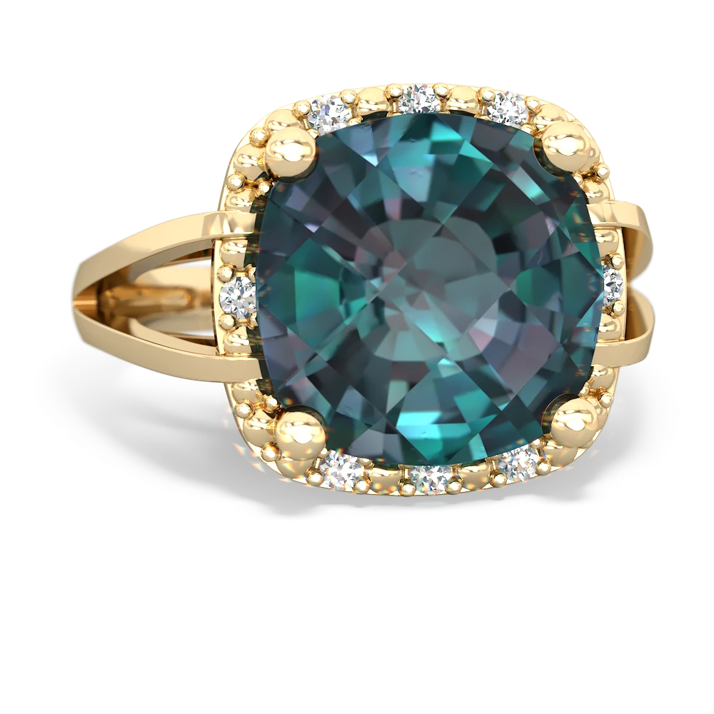 Alexandrite Art Deco Cocktail 14K Yellow Gold ring R2498