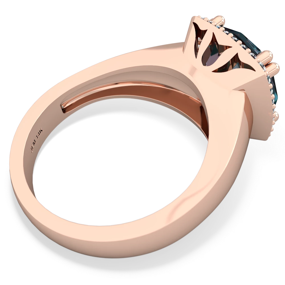 Lab Alexandrite Halo Cocktail 14K Rose Gold ring R2544 - front view