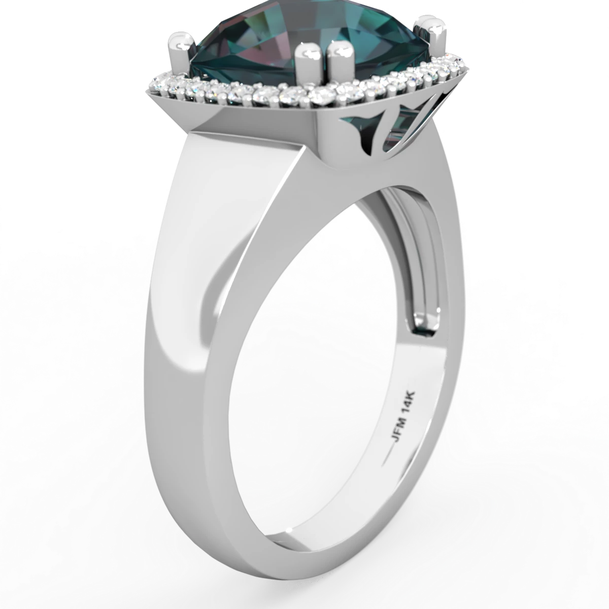 Alexandrite Halo Cocktail 14K White Gold ring R2544