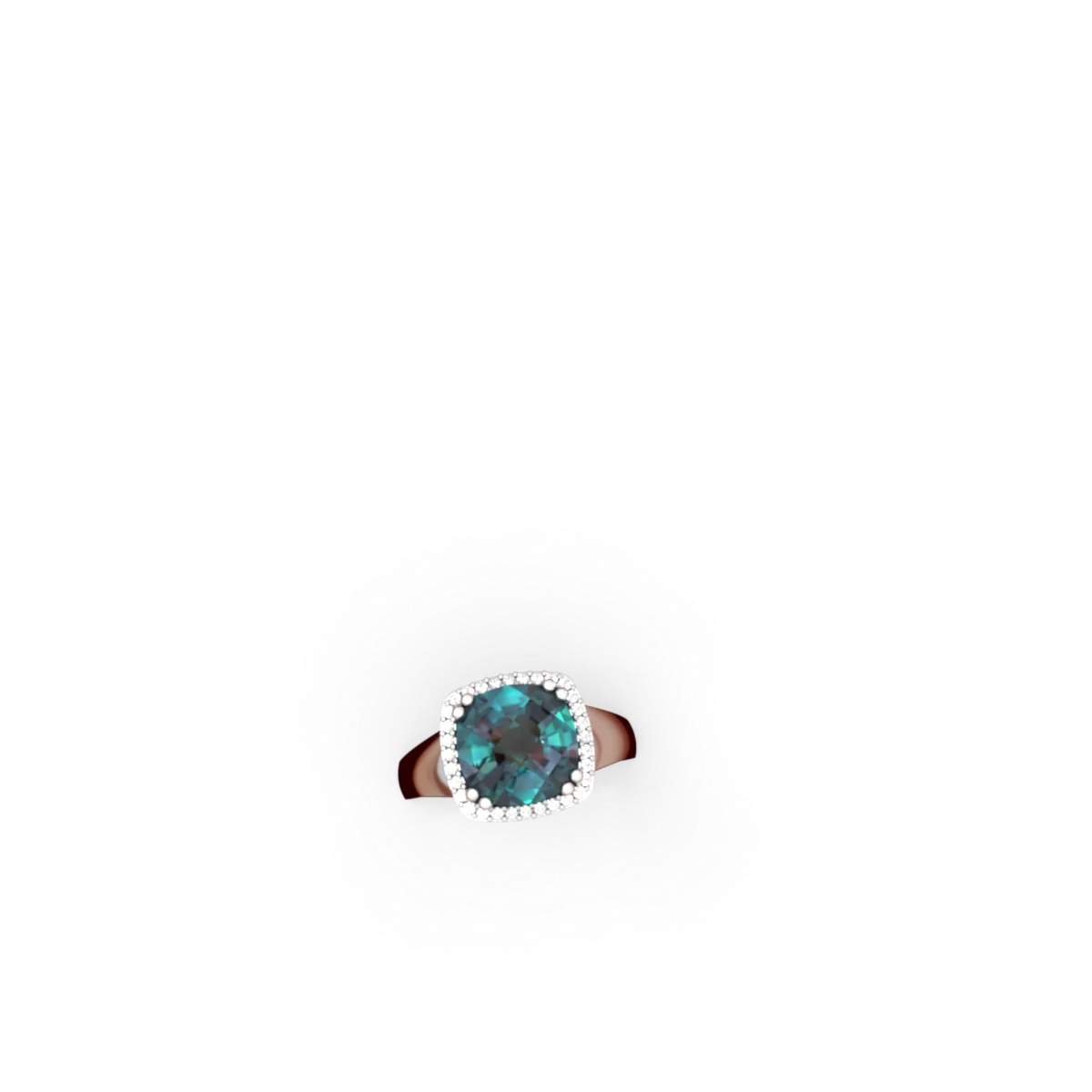 Alexandrite Halo Cocktail 14K White Gold ring R2544