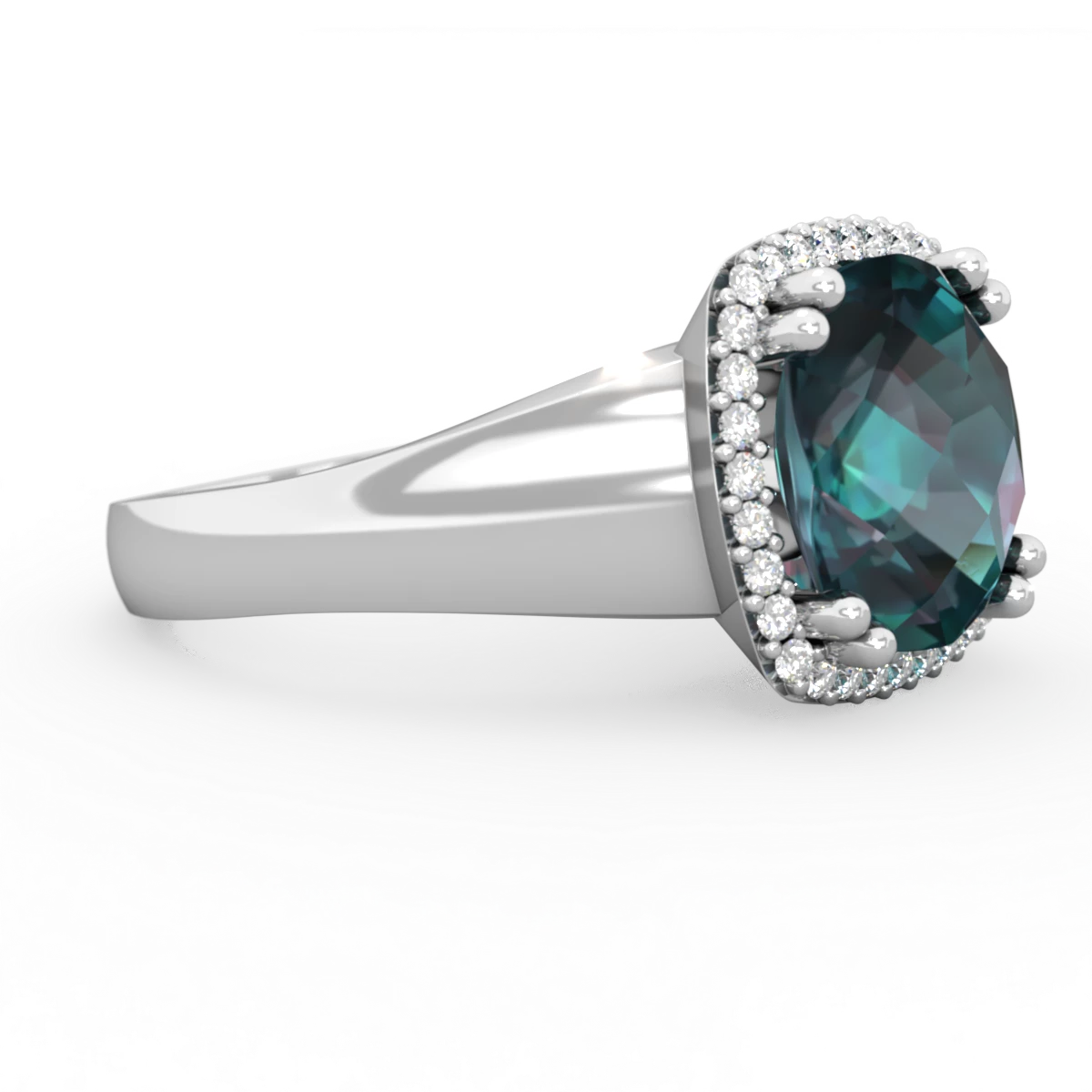 Alexandrite Halo Cocktail 14K White Gold ring R2544