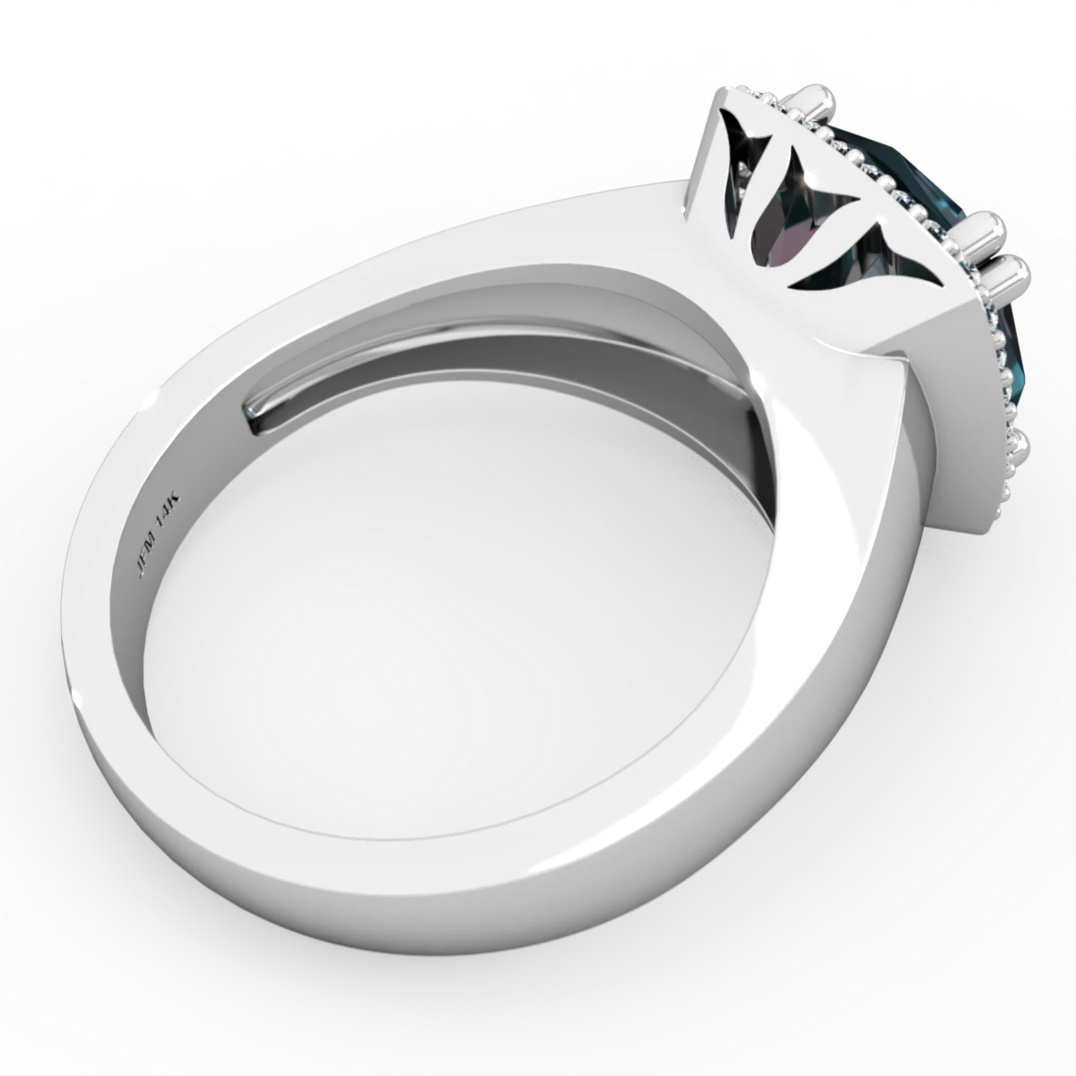 Alexandrite Halo Cocktail 14K White Gold ring R2544