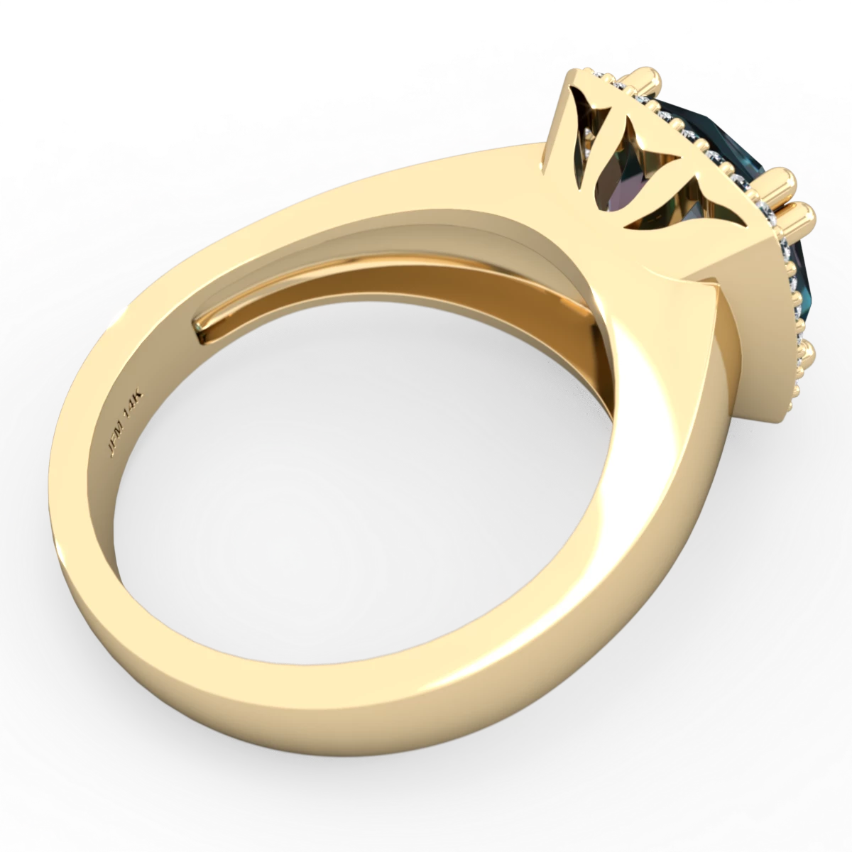 Alexandrite Halo Cocktail 14K Yellow Gold ring R2544