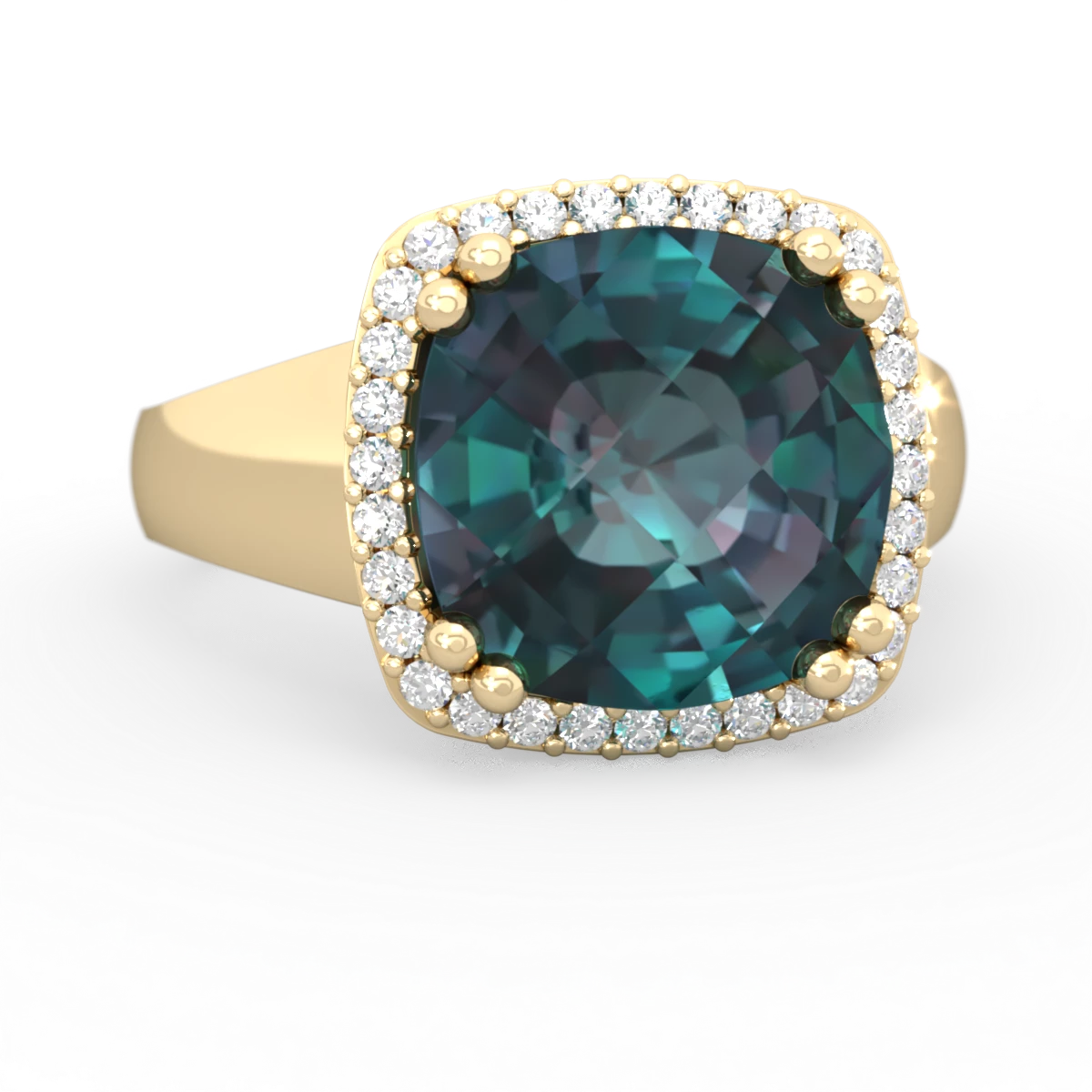 Alexandrite Halo Cocktail 14K Yellow Gold ring R2544