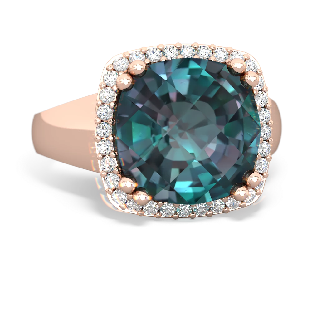 Alexandrite Halo Cocktail 14K Rose Gold ring R2544