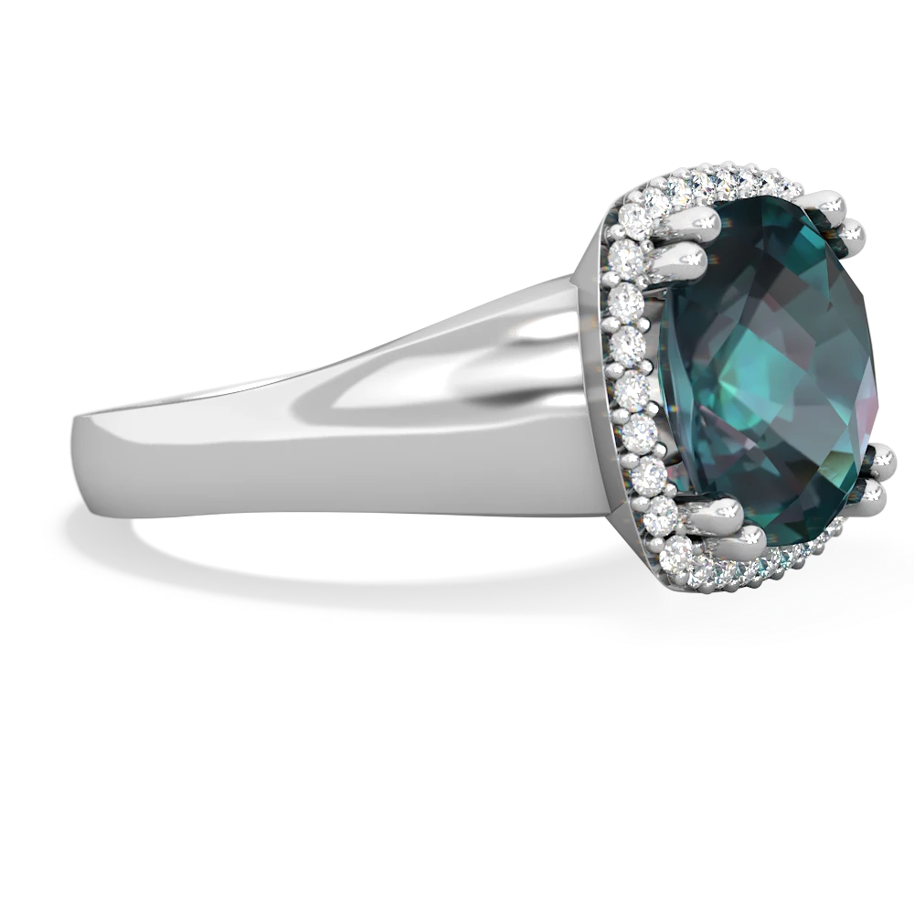 Alexandrite Halo Cocktail 14K White Gold ring R2544