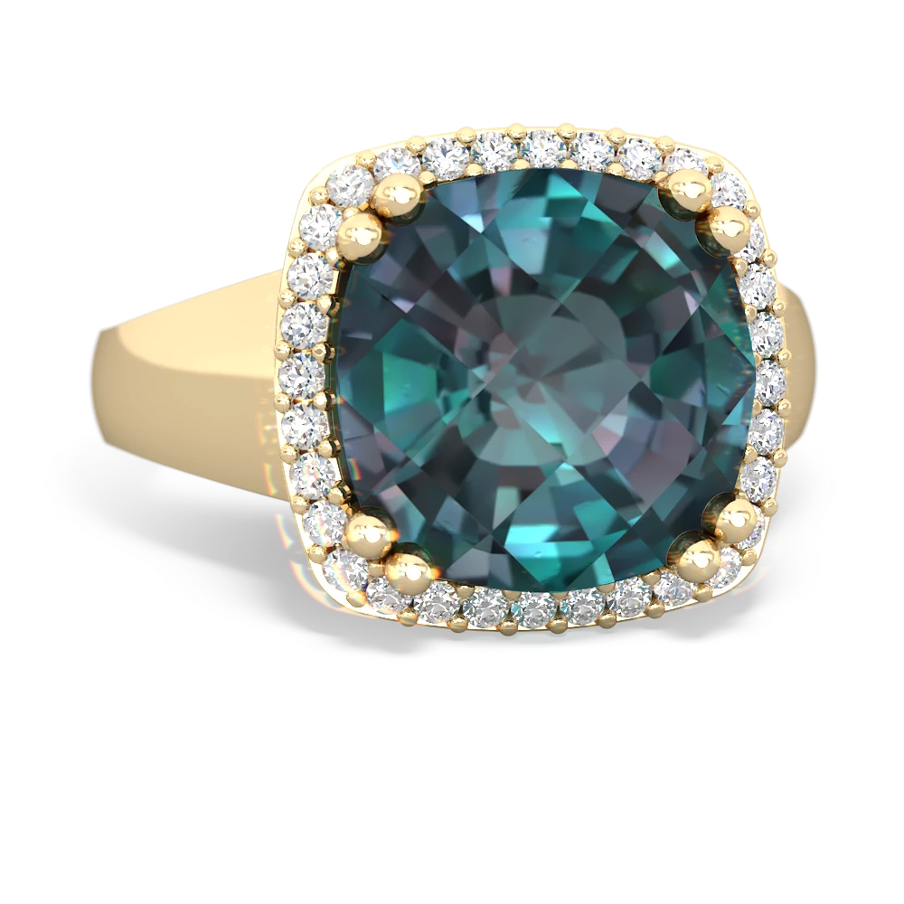 Alexandrite Halo Cocktail 14K Yellow Gold ring R2544