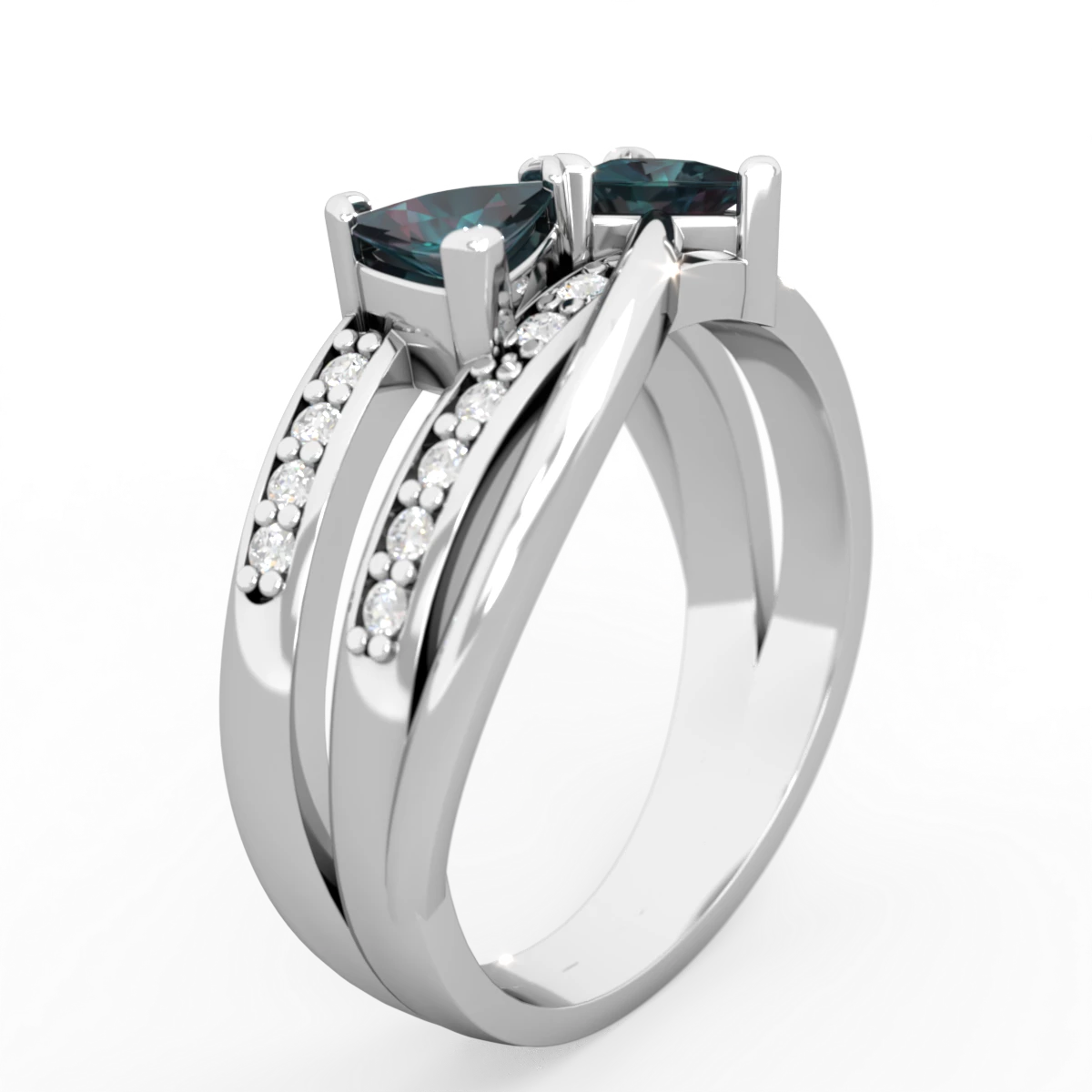 Alexandrite Bowtie 14K White Gold ring R2360