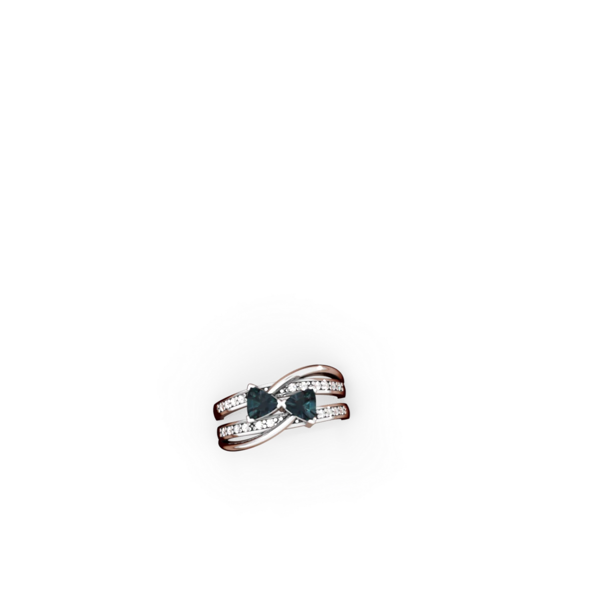 Alexandrite Bowtie 14K White Gold ring R2360