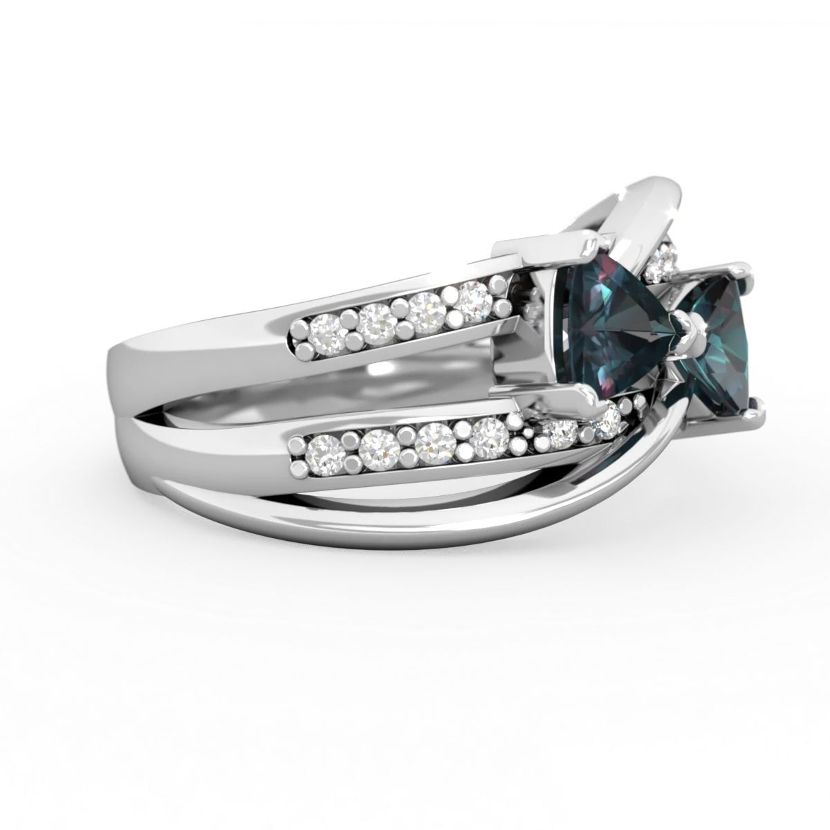 Alexandrite Bowtie 14K White Gold ring R2360