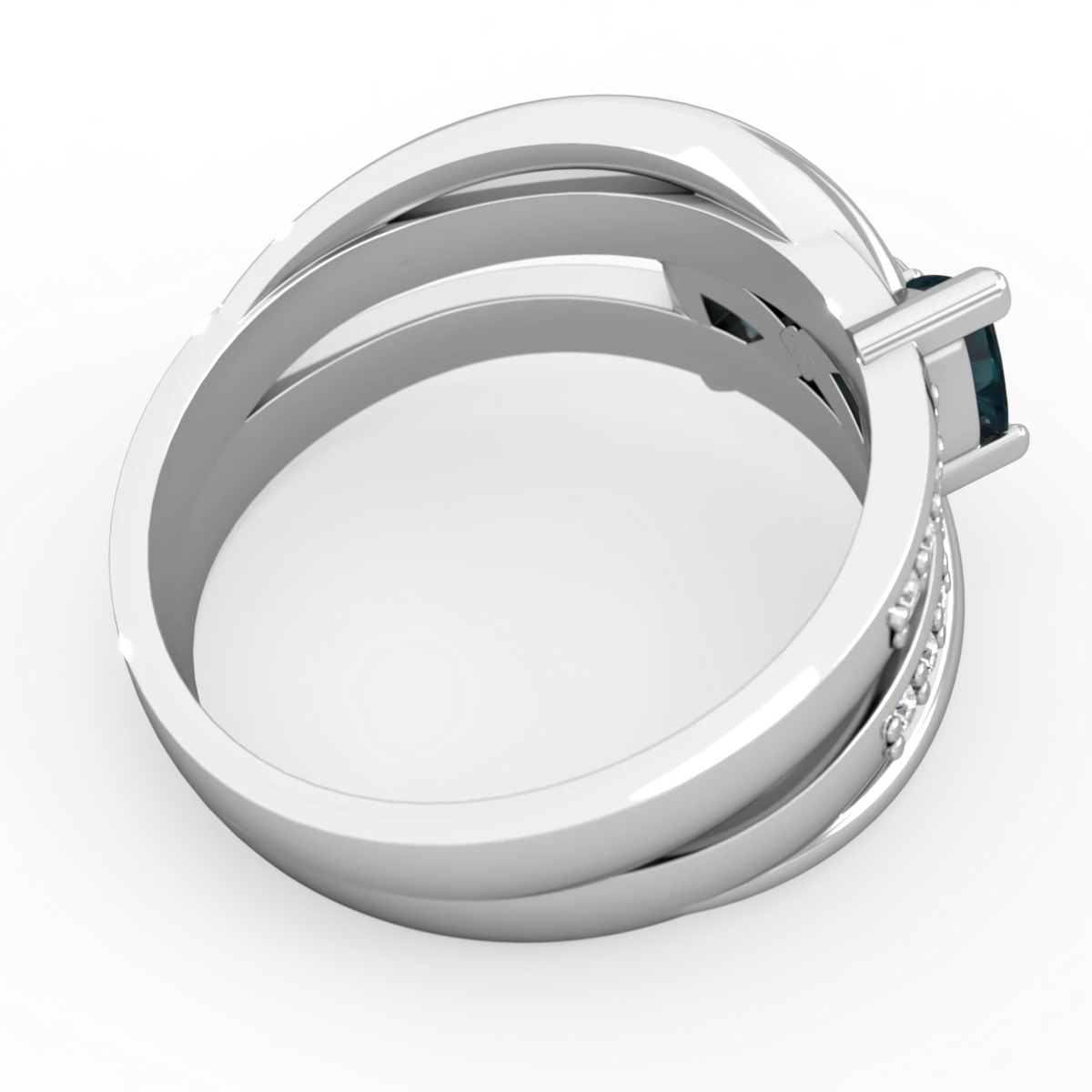 Alexandrite Bowtie 14K White Gold ring R2360