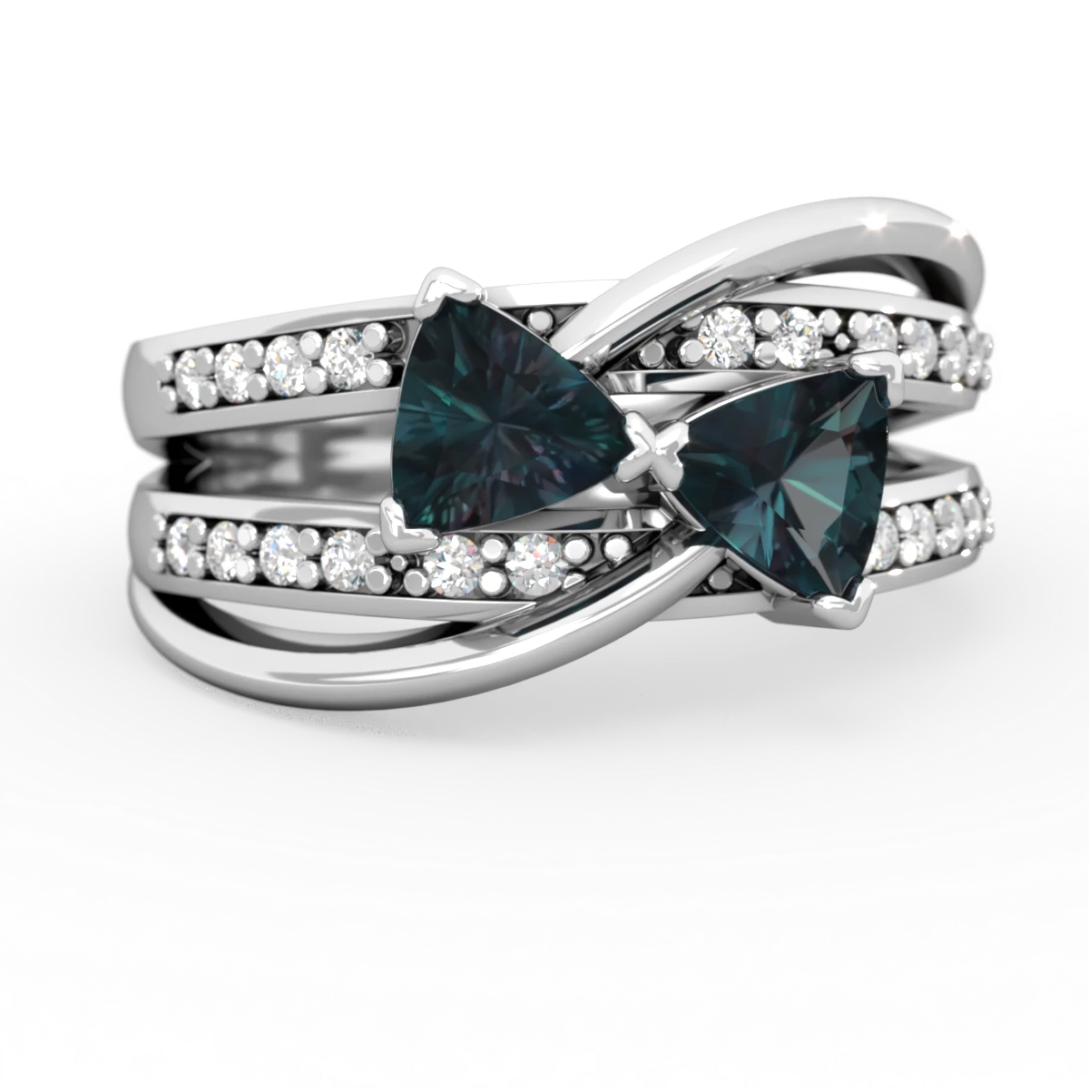 Alexandrite Bowtie 14K White Gold ring R2360