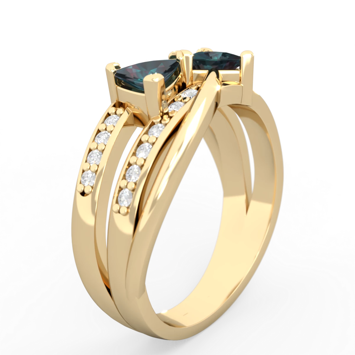 Alexandrite Bowtie 14K Yellow Gold ring R2360