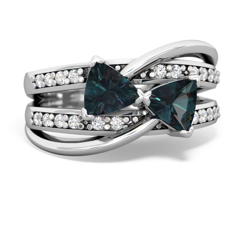 Alexandrite Bowtie 14K White Gold ring R2360