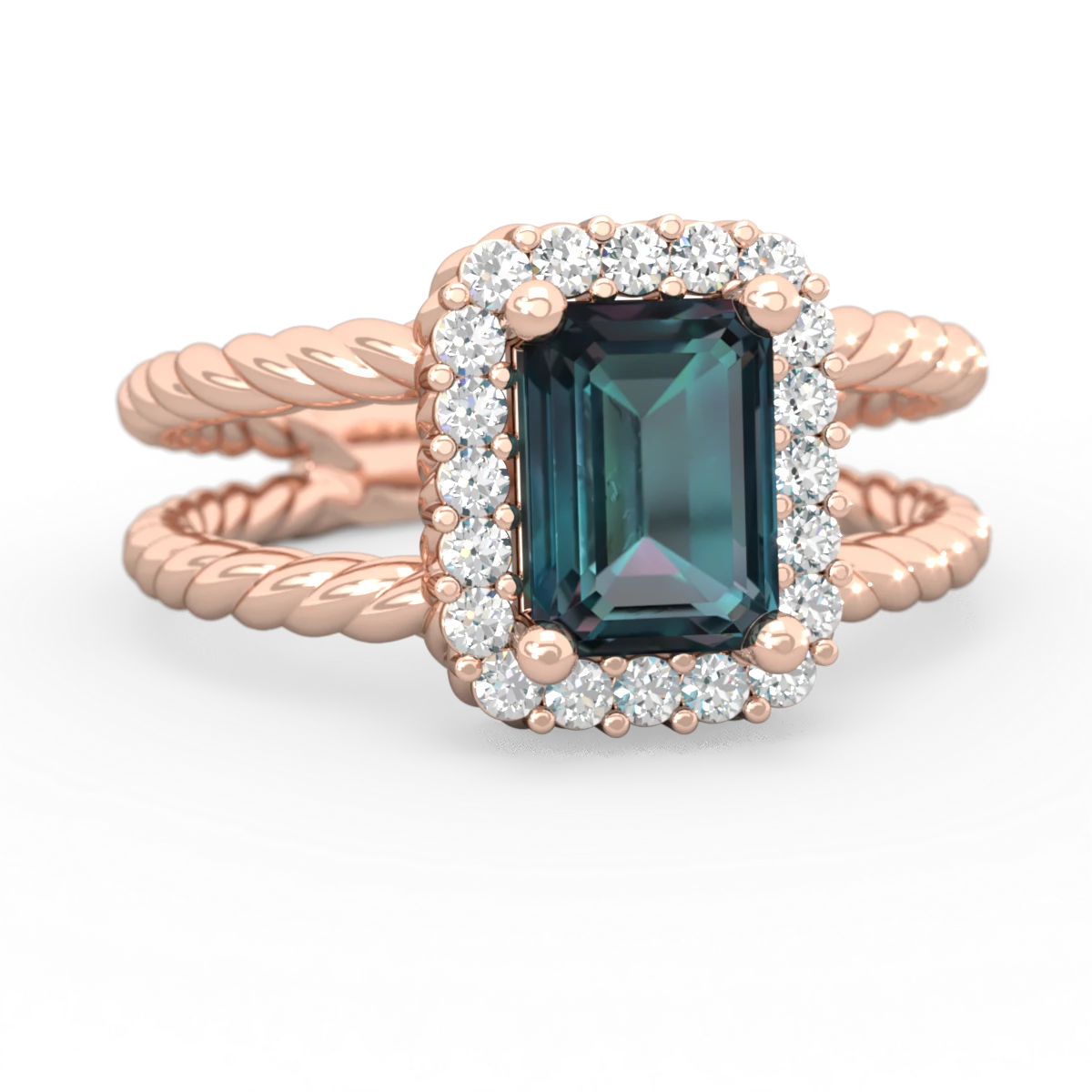 Alexandrite Rope Split Band 14K Rose Gold ring R2628