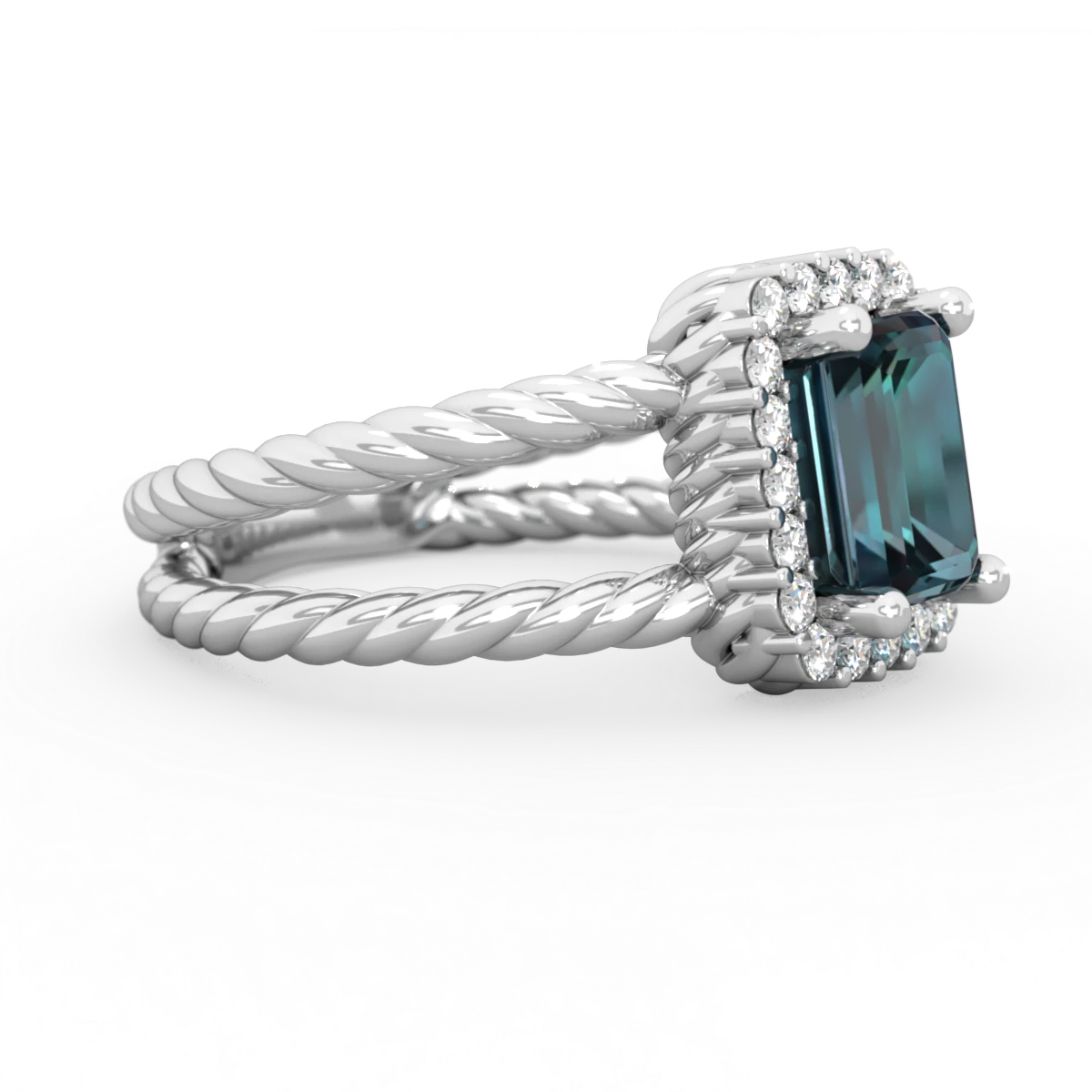 Alexandrite Rope Split Band 14K White Gold ring R2628