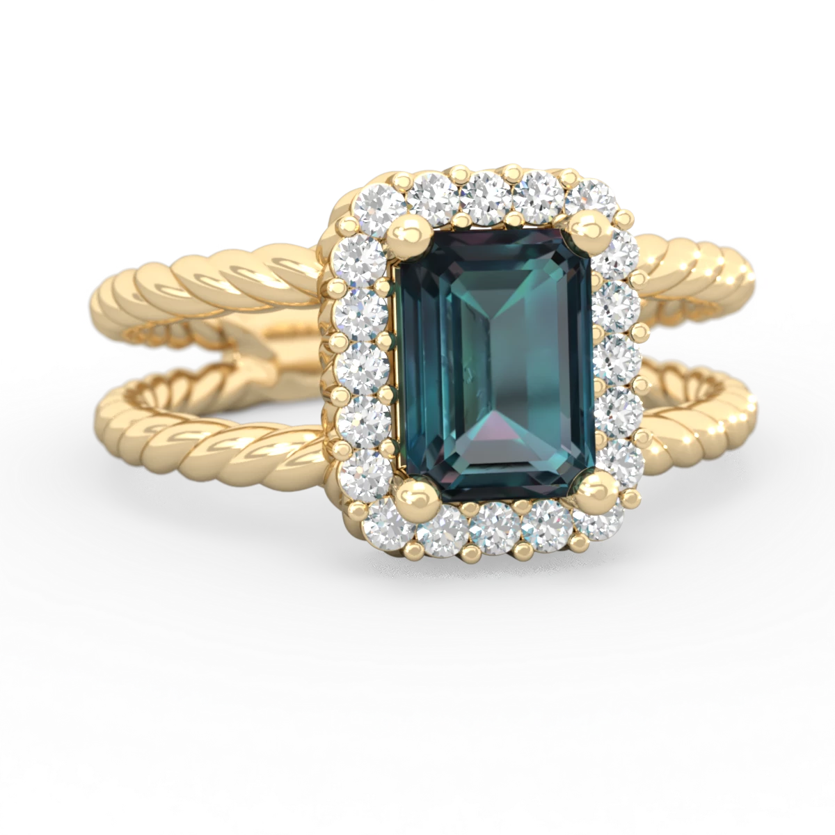 Alexandrite Rope Split Band 14K Yellow Gold ring R2628