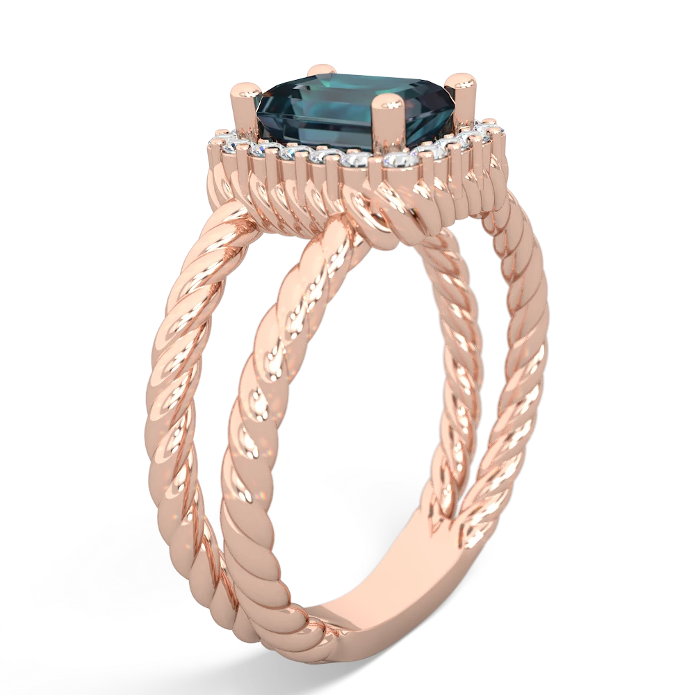 Alexandrite Rope Split Band 14K Rose Gold ring R2628