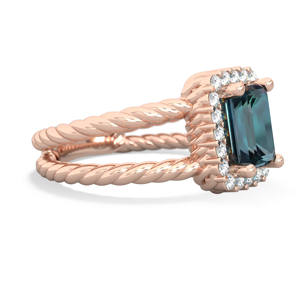 Alexandrite Rope Split Band 14K Rose Gold ring R2628