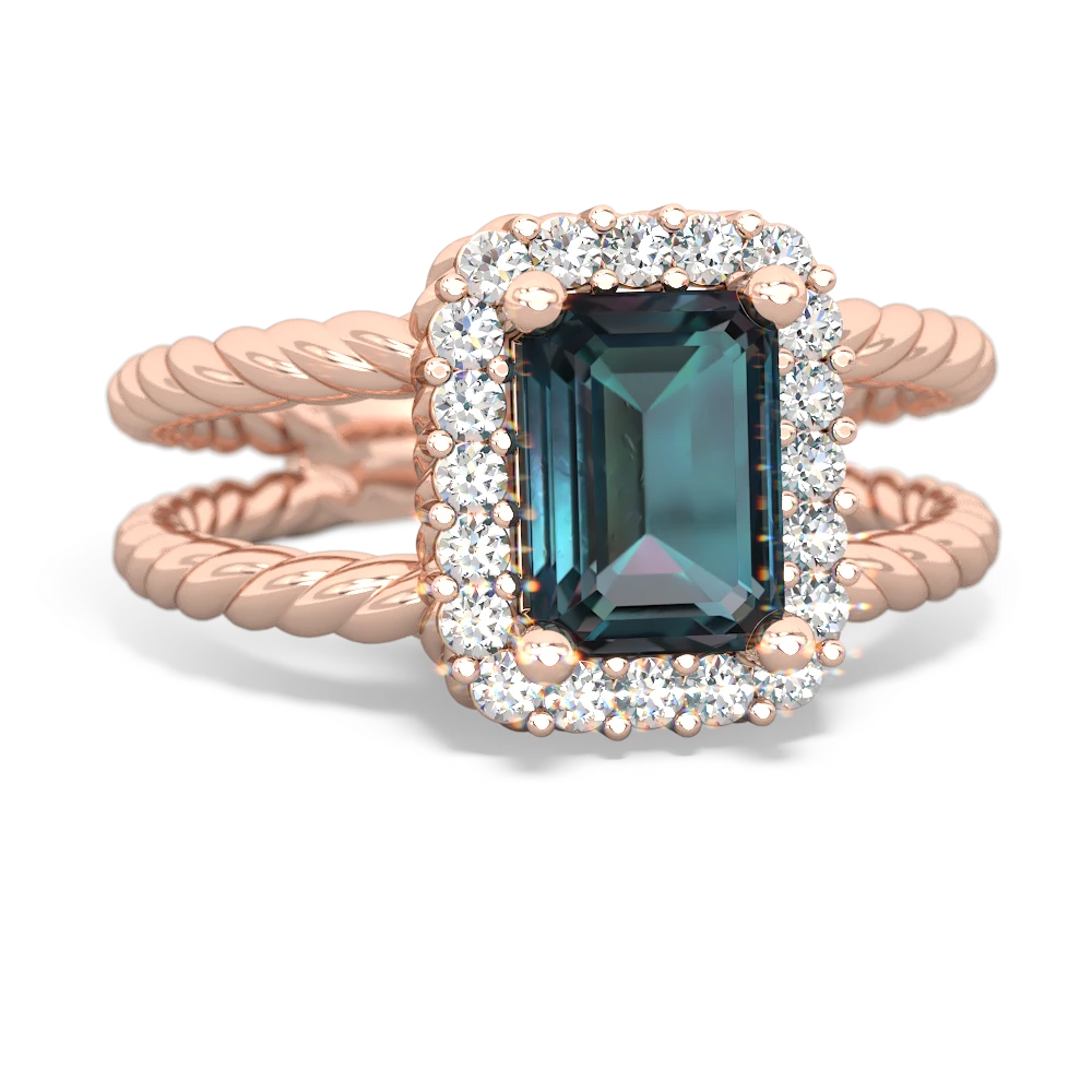 Alexandrite Rope Split Band 14K Rose Gold ring R2628