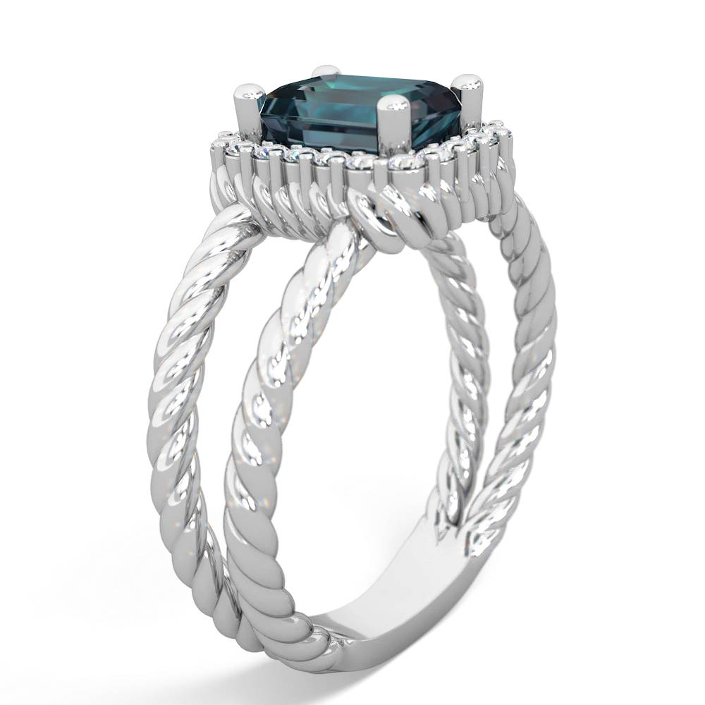 Alexandrite Rope Split Band 14K White Gold ring R2628