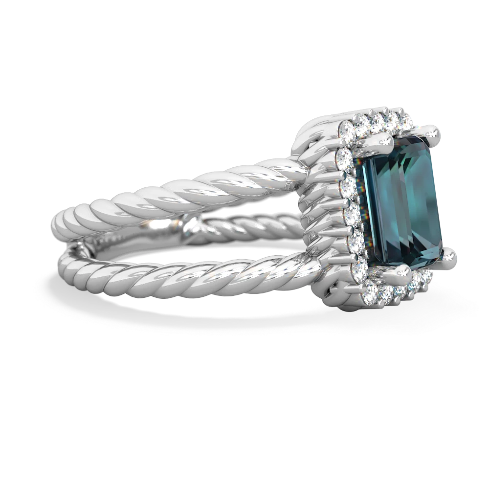 Alexandrite Rope Split Band 14K White Gold ring R2628