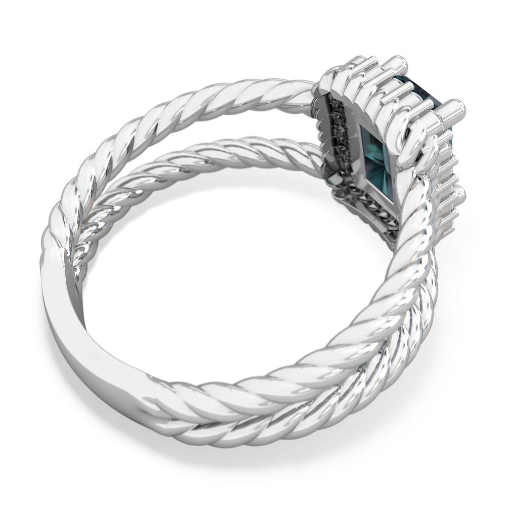 Alexandrite Rope Split Band 14K White Gold ring R2628