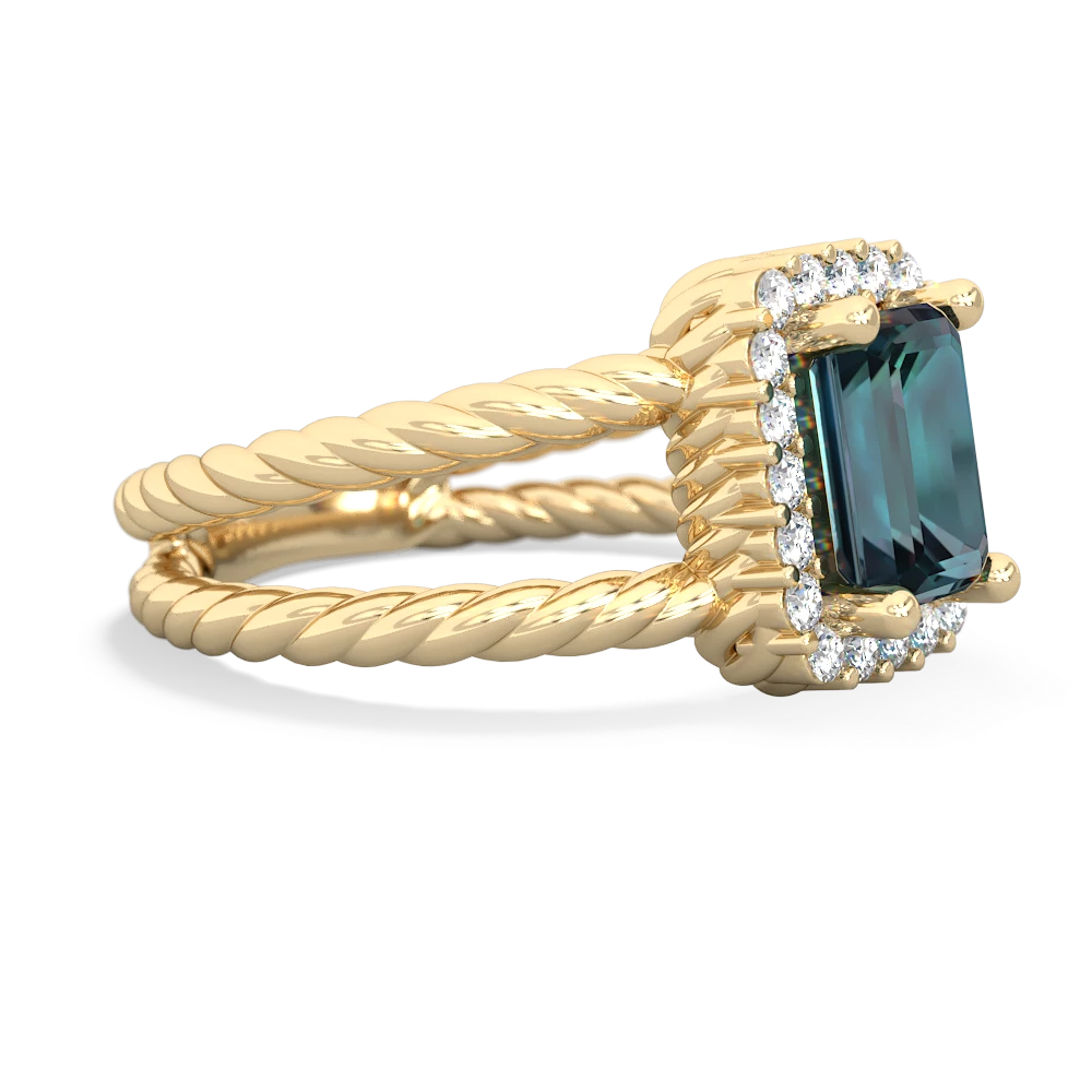 Alexandrite Rope Split Band 14K Yellow Gold ring R2628