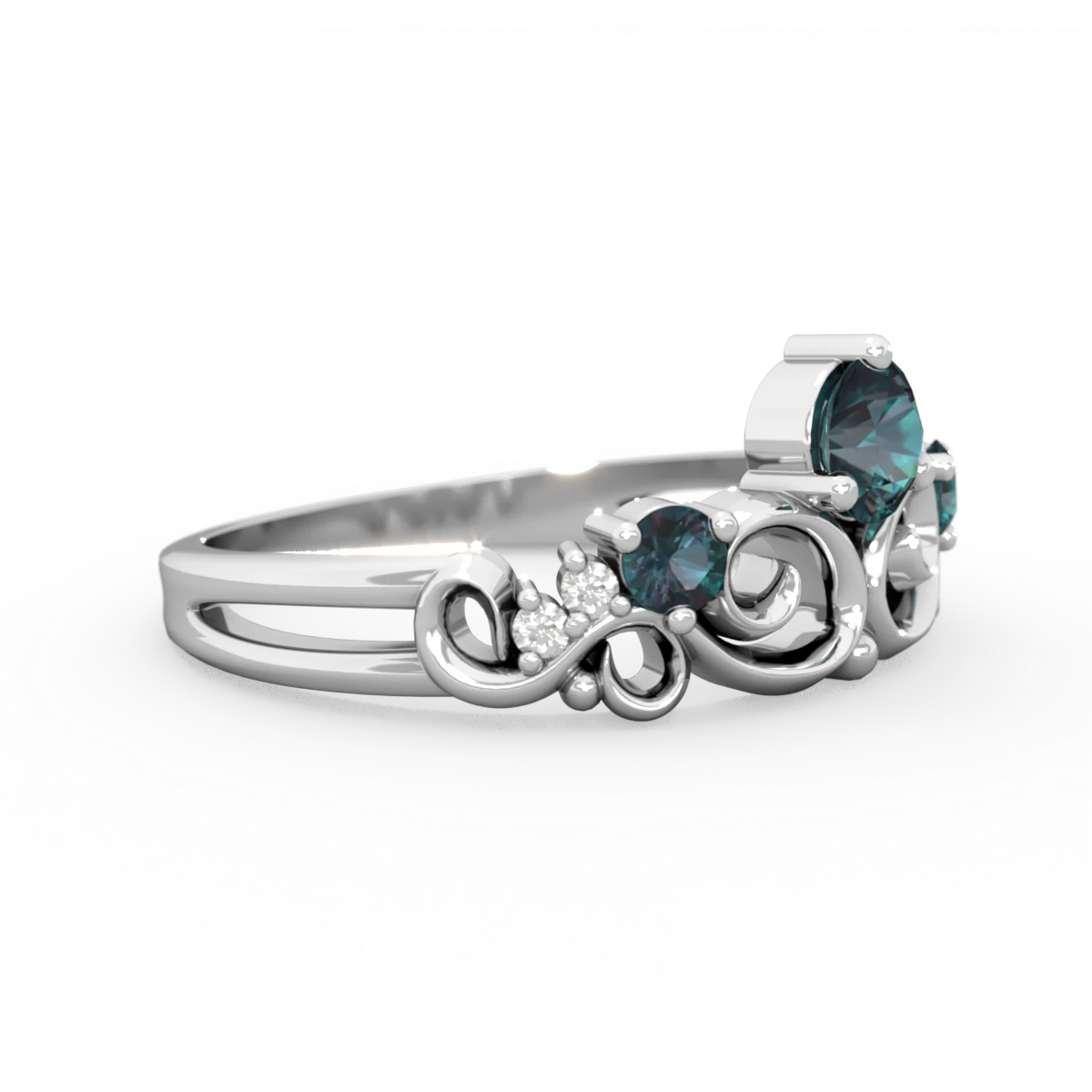 Alexandrite Crown Keepsake 14K White Gold ring R5740