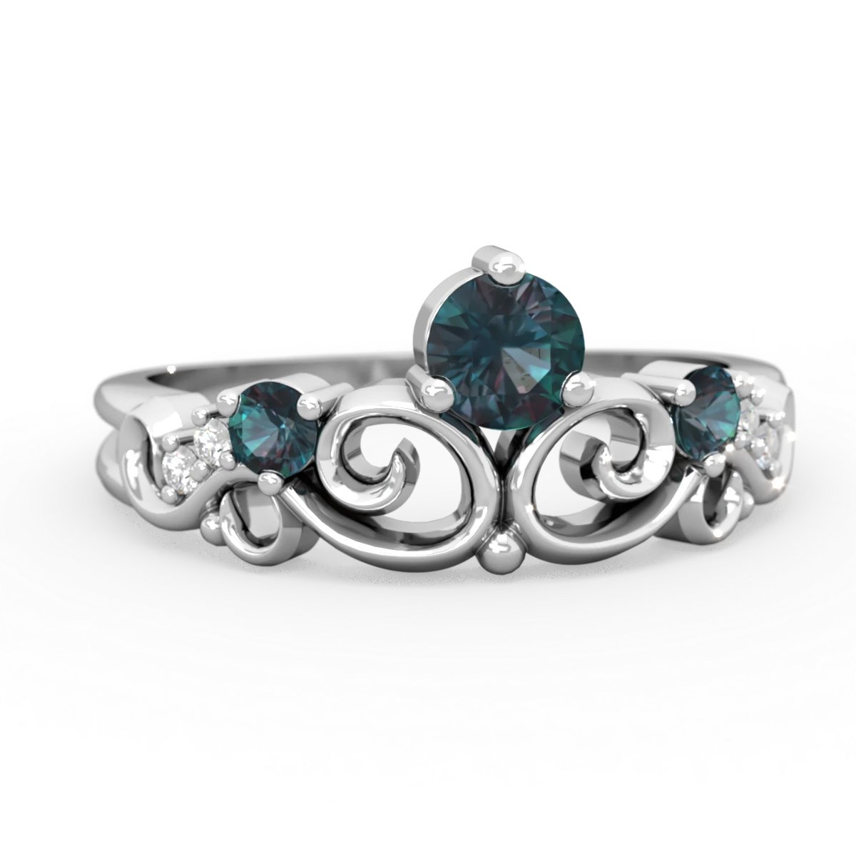 Alexandrite Crown Keepsake 14K White Gold ring R5740