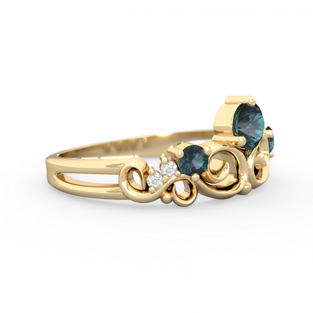 Alexandrite Crown Keepsake 14K Yellow Gold ring R5740